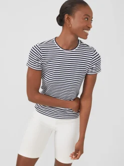 Allie Cap Sleeve Tee In Stripe