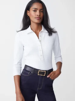 Court 3/4 Sleeve Polo In Fernwood Geo Jacquard