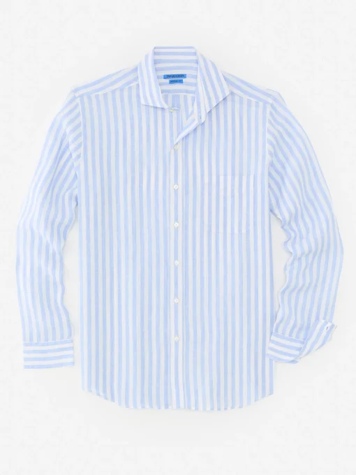 Drummond Modern Fit Linen Shirt In Bengal Stripe