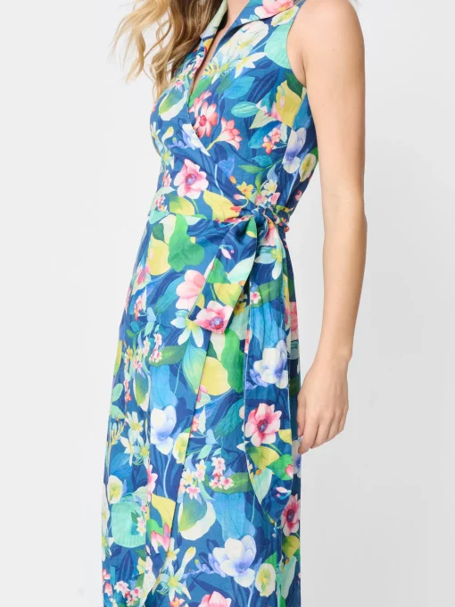 Miramar Linen Dress In Floral Reef